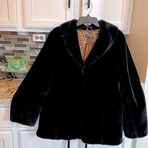 Black Faux Fur Coat Size S